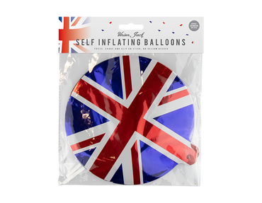BALLOONS 2PK UNION JACK SELF INFLATING King Coronation Street Party Decor - ZYBUX